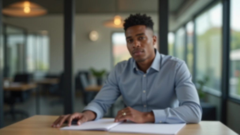 Pessoa fazendo exercício de respiração em ambiente de escritório moderno e calmo