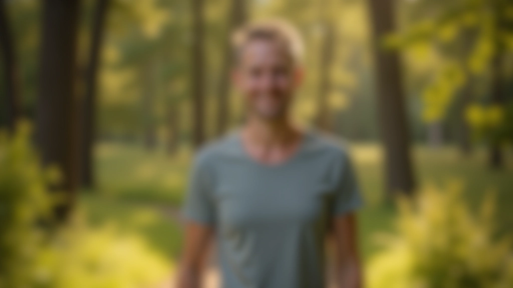 Pessoa caminhando em paisagem natural, movimento físico e bem-estar emocional, expressão serena